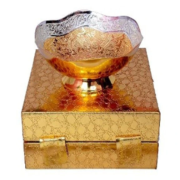 Premium Antique German Silver Bowl Set with Spoon & Gift Box | Decorative Serving Bowl for Dry Fruits, Sweets & Gifting