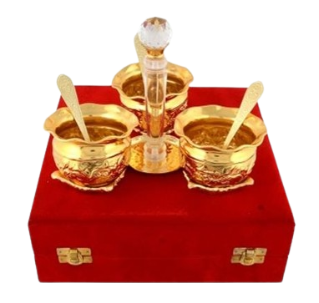 Gold-Tone 3 Bowl Dry Fruit Serving Set with Spoons