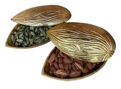Gold-Tone Almond-Shaped Dry Fruit Storage & Serving Container Set