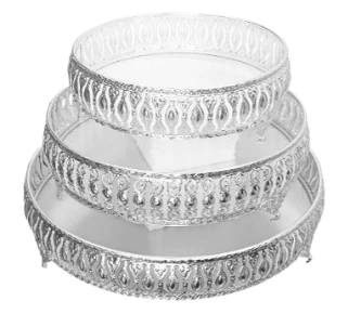German-Silver Italian Style Silver-Tone Decorative Tray Set