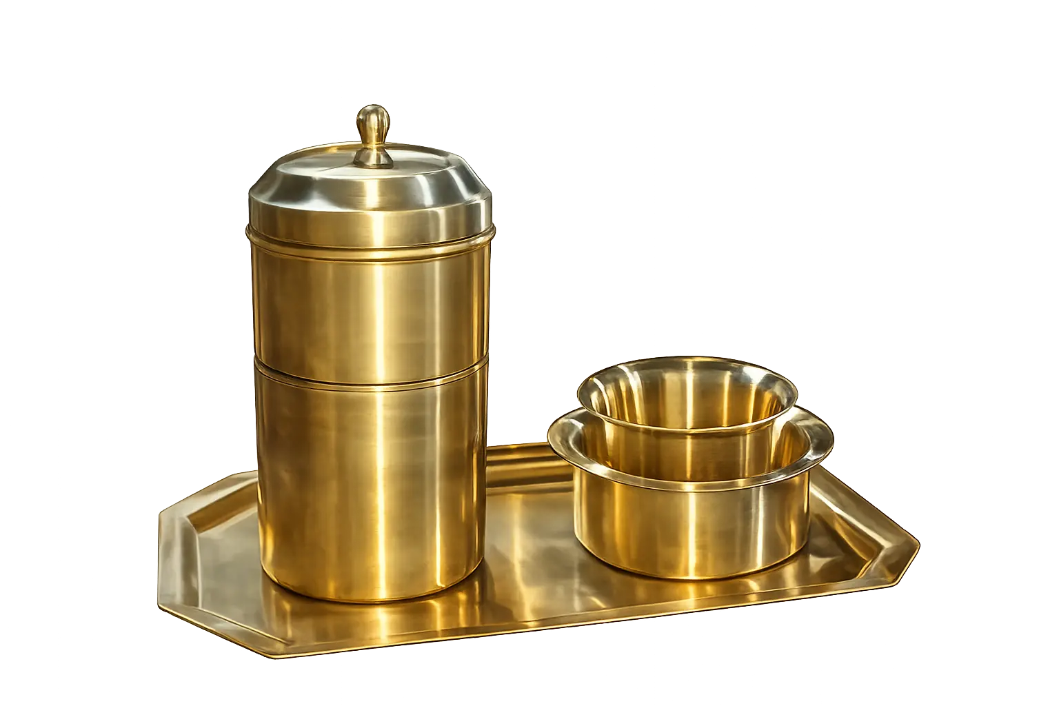 Brass Coffee Filter with Dabra Set and Serving Tray