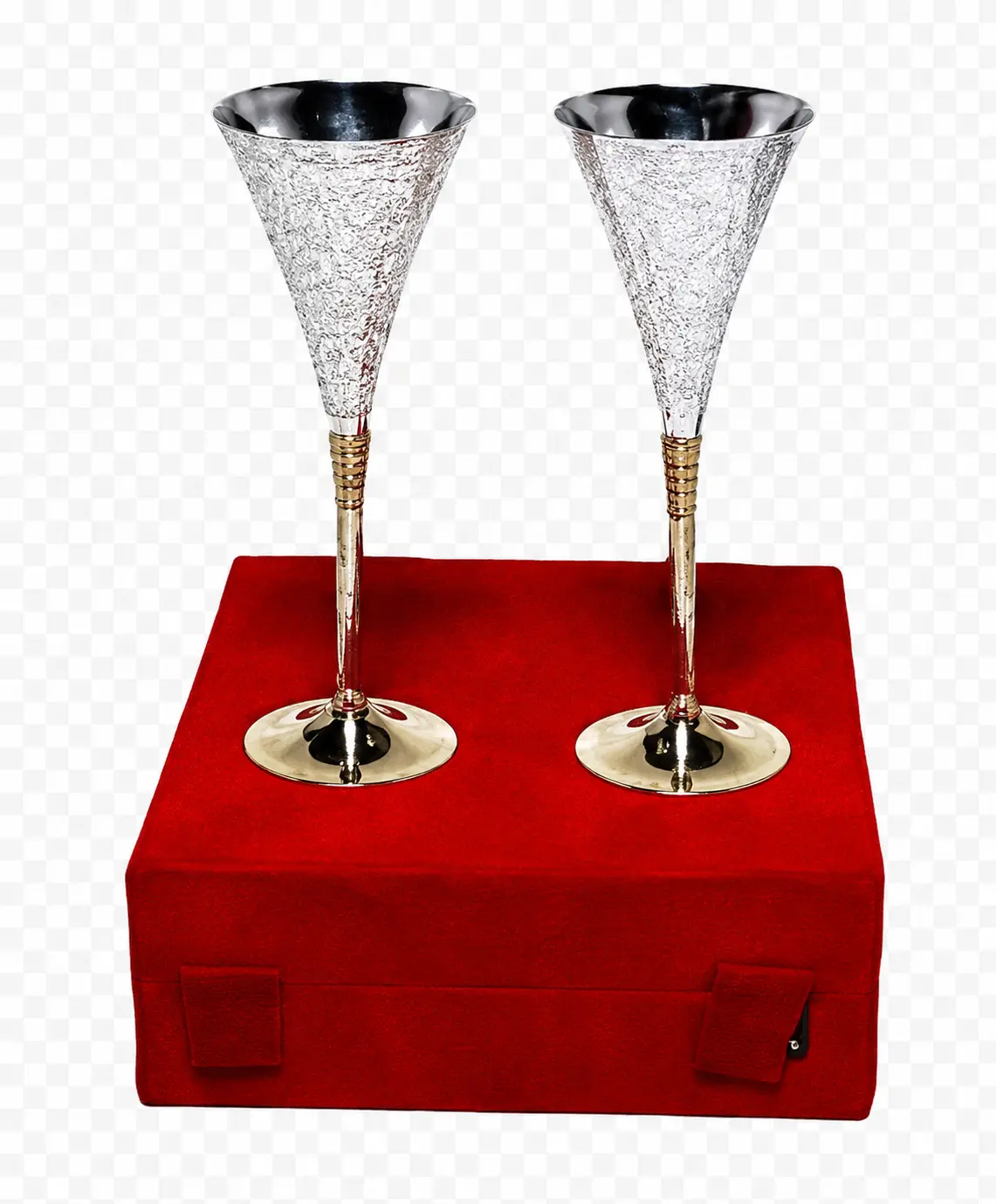 Decorative Silver Finish Stemmed Flute Glass Gift Set
