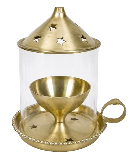 Handcrafted Brass Akhand Jyot Diya with Carry Handle