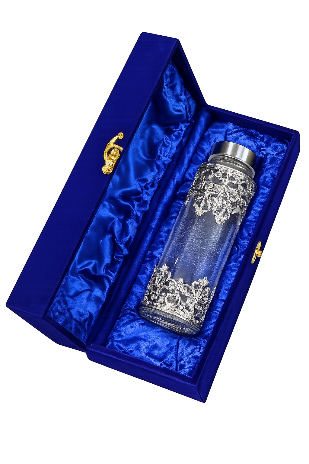 Decorative Silver Finish Water Bottle with Premium Gift Box