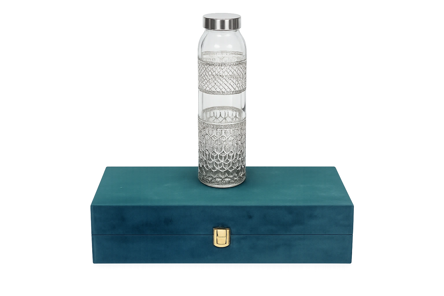 Decorative Water Bottle with Silver Finish & Premium Gift Box
